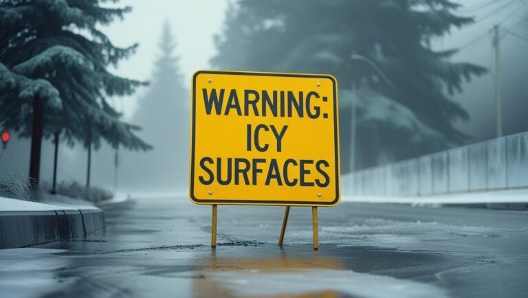 Warning of icy surfaces: Vorsicht bei winterlichen Straßenverhältnissen