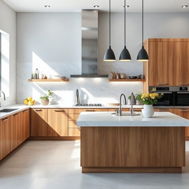 contemporary kitchen design with island and smart appliances – Moderne Küchen mit Insel un