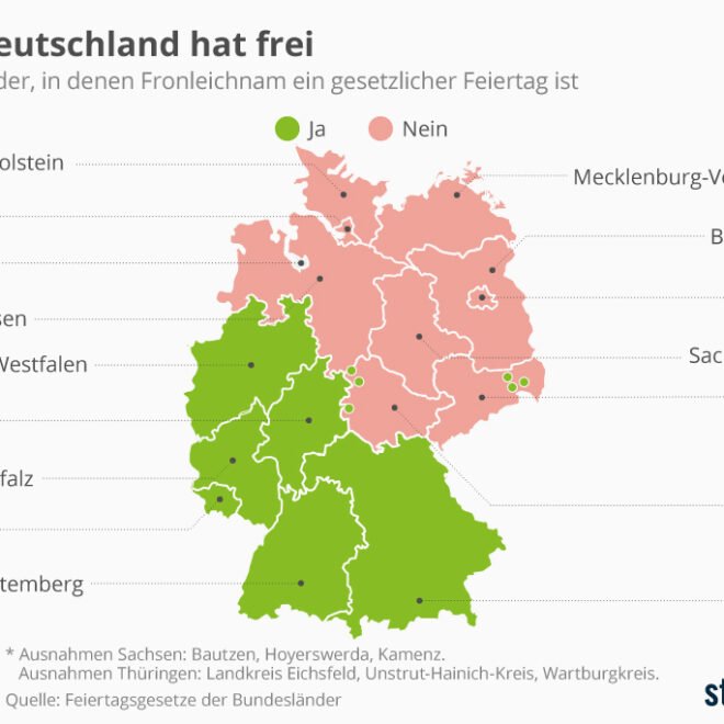 Fronleichnam in Deutschland: Wo ist der Feiertag kein gesetzlicher Feiertag?